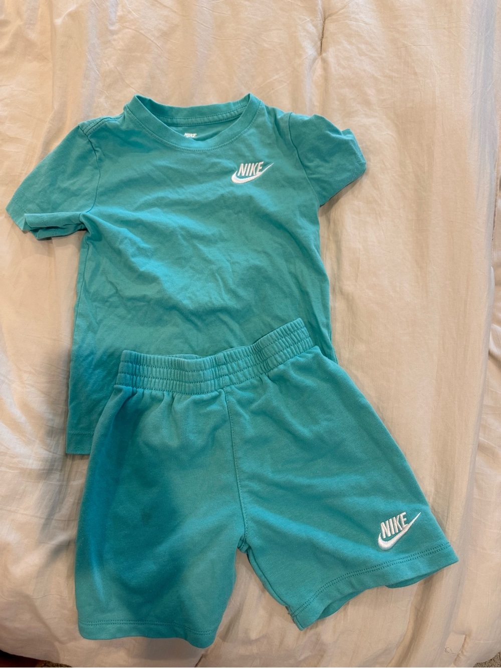 Nike Teal Blue Kids Tee with White Logo